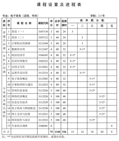 电子商务专业 培养计划